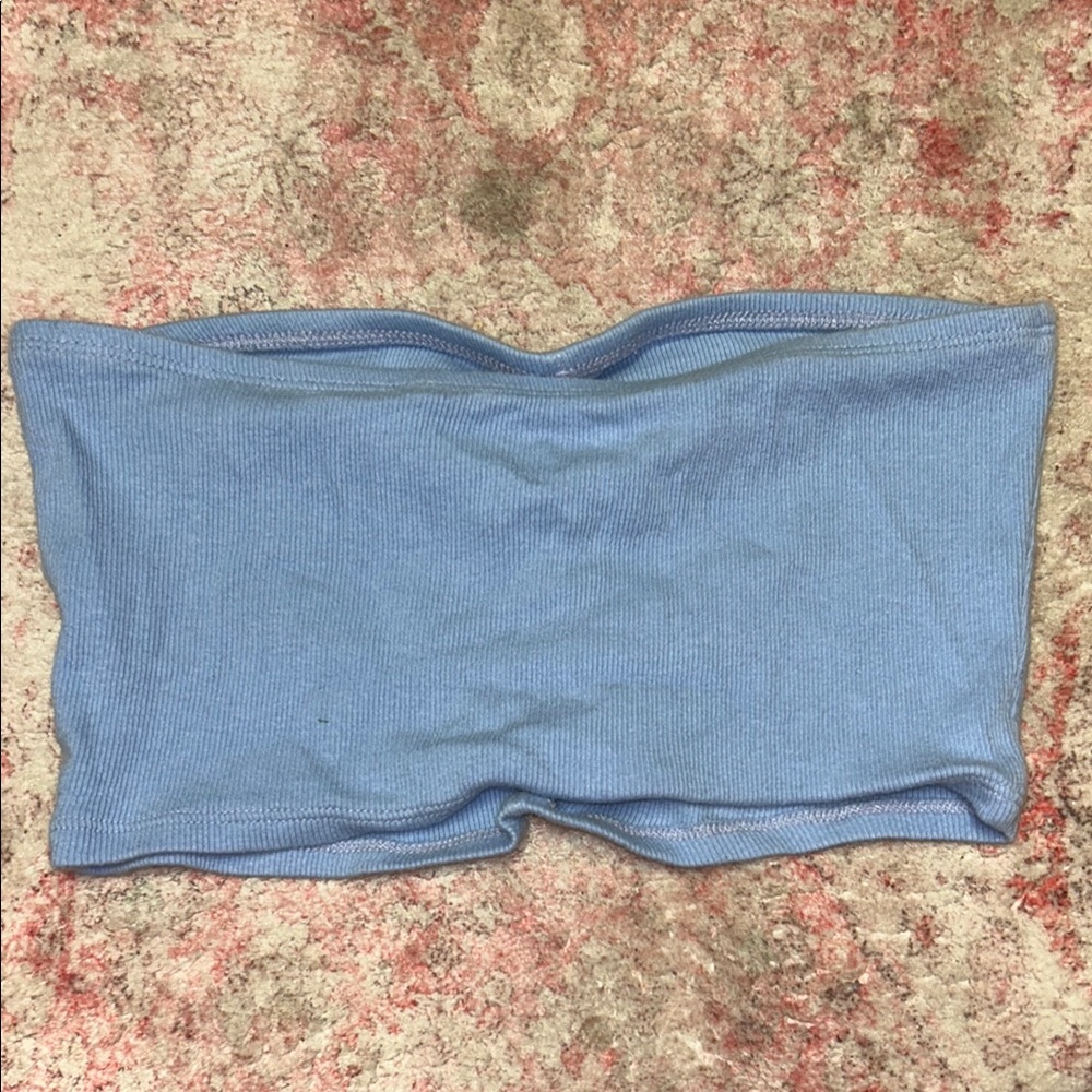 Blue Ruched Bandeau Top - Picture 3 of 3